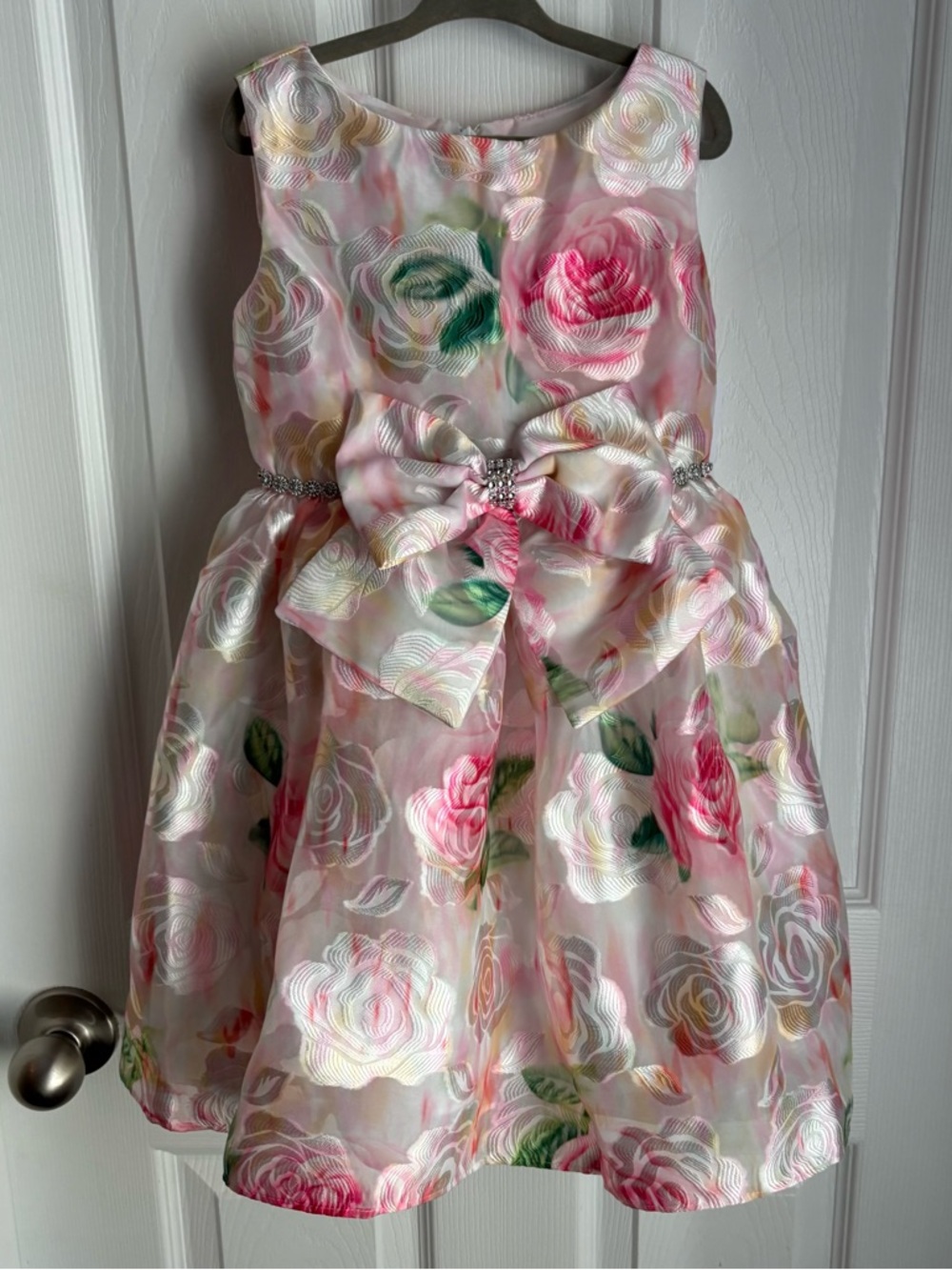 New Bonnie Jean 5T Floral Jacquard Burnout Sparkle Waist Dress